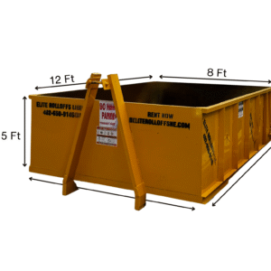 12-Yard Dumpster is up to 1.5 Ton | 12’ long | 8’ wide | 5’ tall