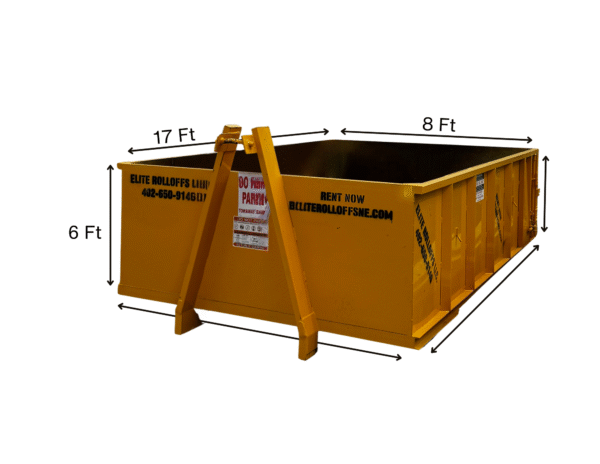 30 yard 30-Yard Dumpster is up to 3.5 Ton | 17’ long | 8’ wide | 6’ tall